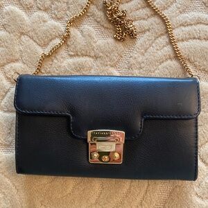 Leather envelope clutch bag